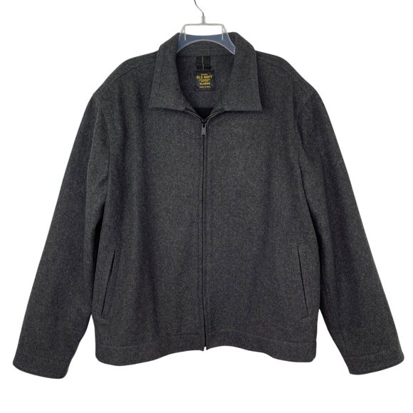 Old Navy Charcoal Grey Wool Blend Full Zip Collared Lined Winter Coat Mens Sz XL - Picture 1 of 9